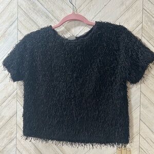 Zara black fringe crop top